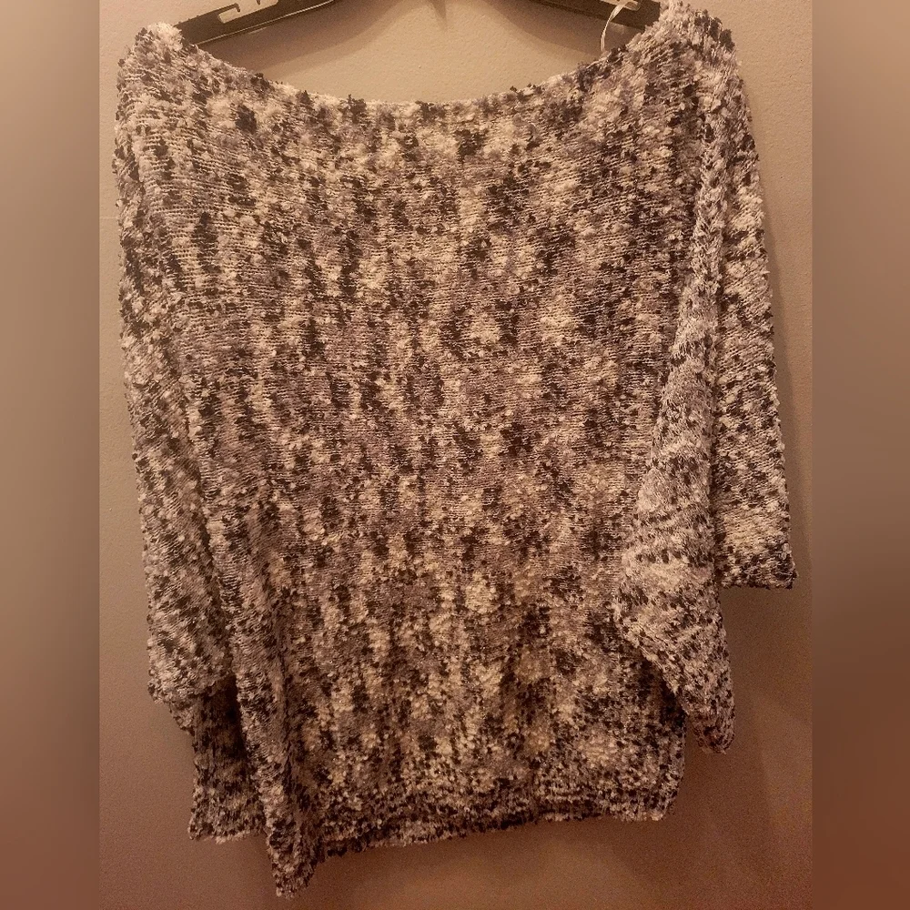 Maurices Textured Knit Dolman Black Gray White Dolman Sweater NWT